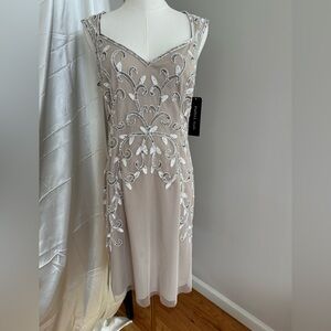 Papel Studio Beige Dress with Silver bead Detailing